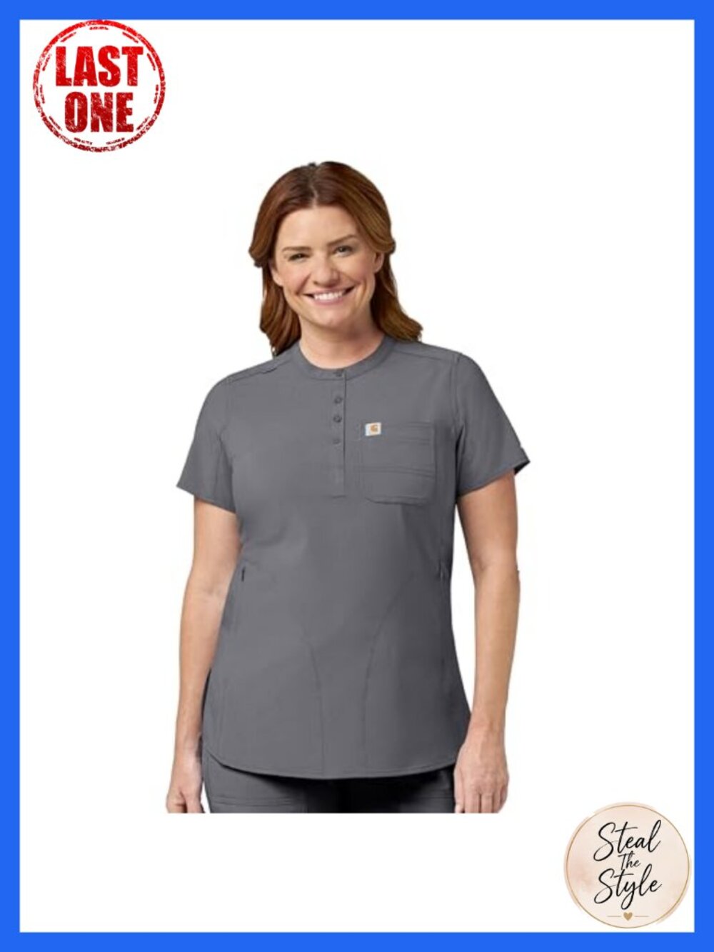 Carhartt Cross-Flex Modern-Fit Henley Tunic Scrub Top XS